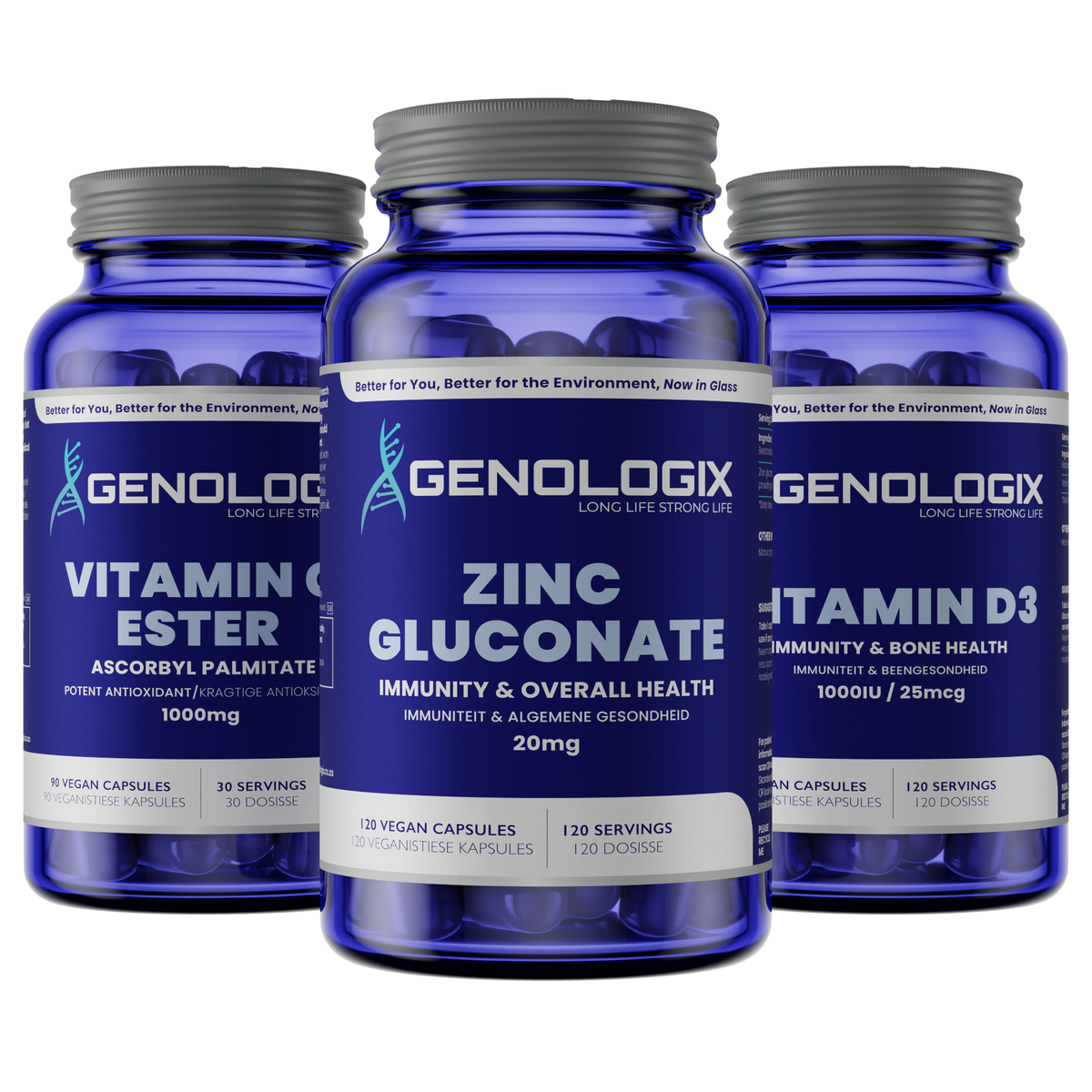 Immunity Bundle (Vitamin C Ester, Zinc Gluconate, Vitamin D3) | Genologix