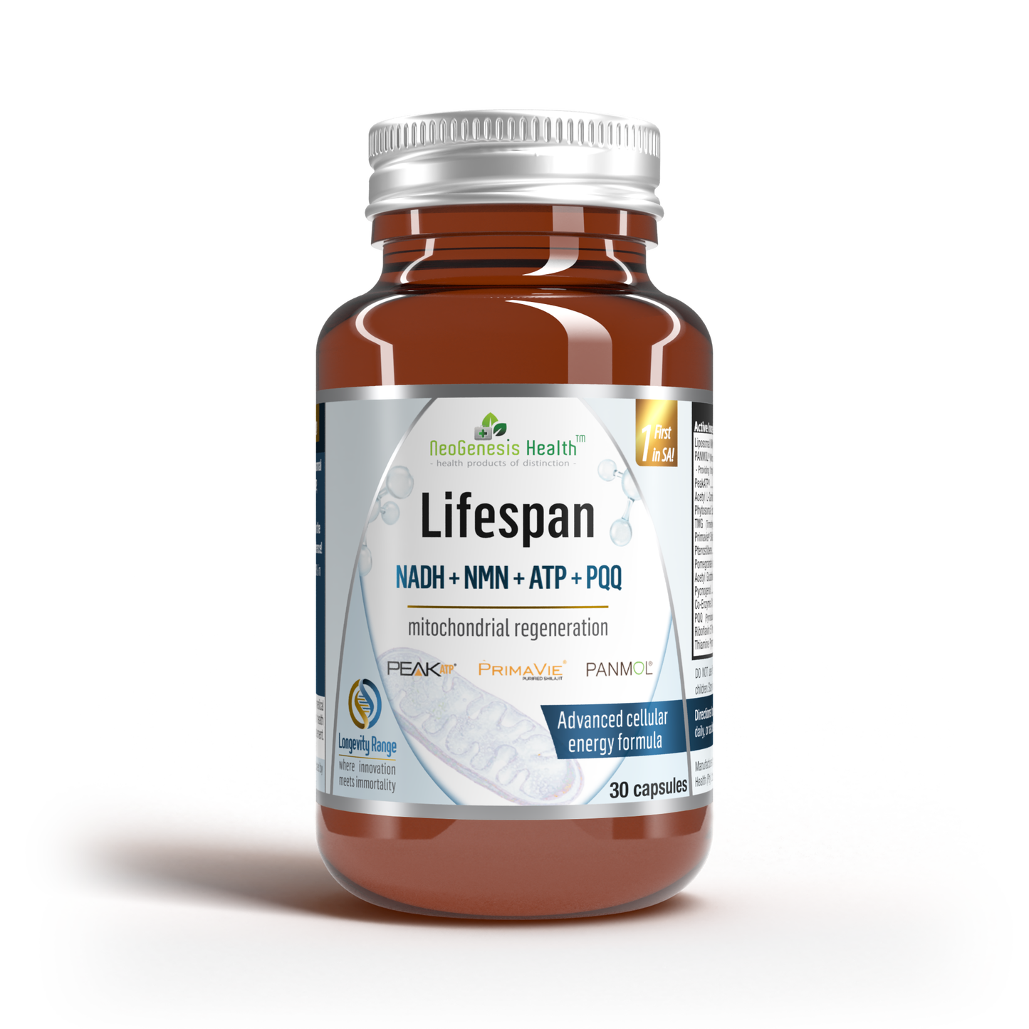 Lifespan NMN + NADH + Co-Enzyme Q10 + Acetyl L-Carnitine + PQQ 30s | Neogenesis Health