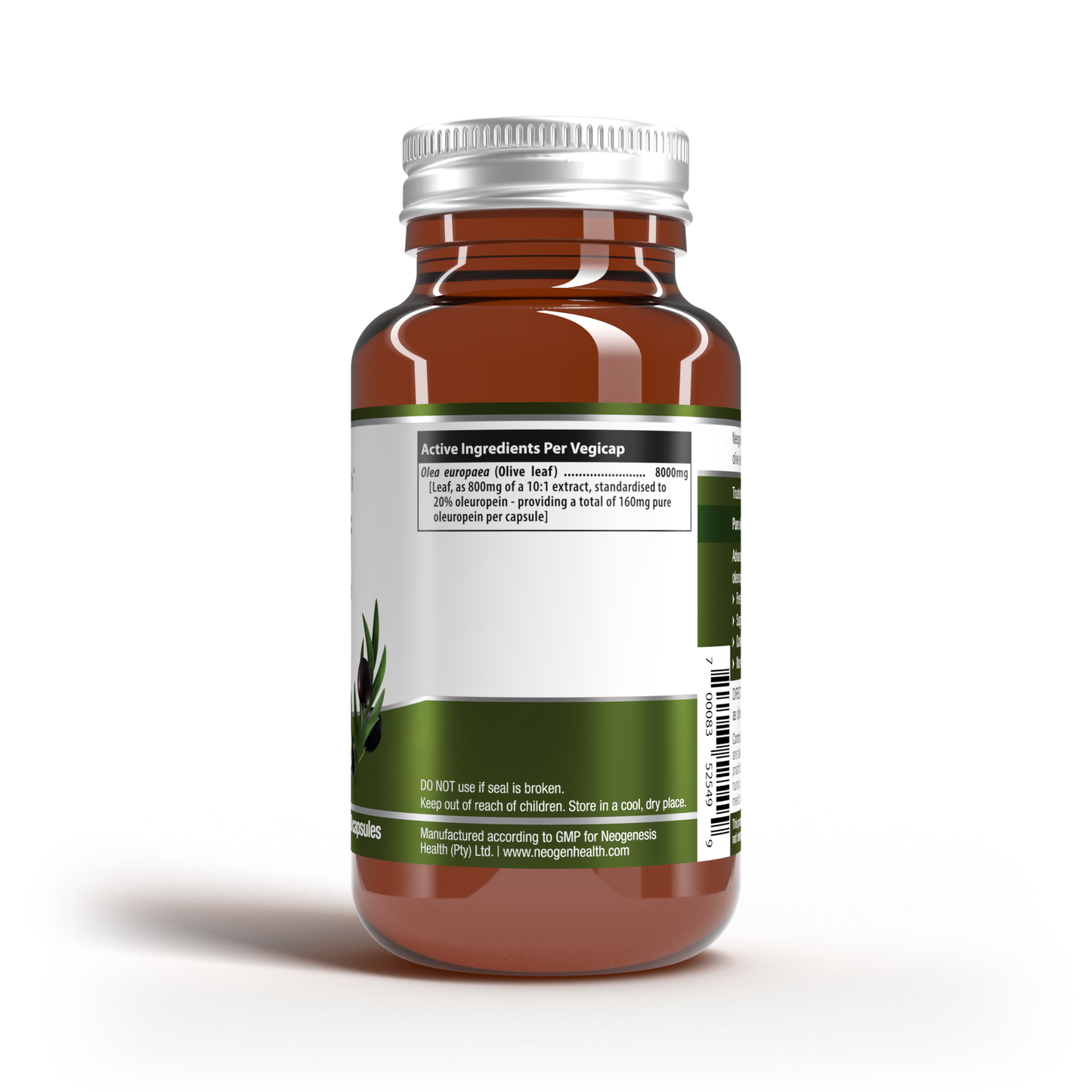 Olive leaf 10:1 extract 8000 mg per capsule with 160mg Oleuropein 30s | Neogenesis Health