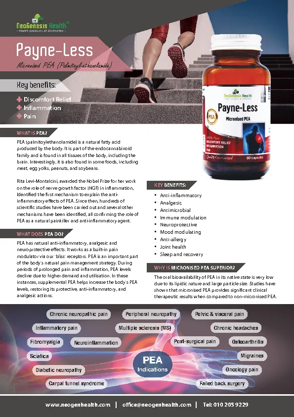 Payne-less - Patented micronised PEA (Palmitoylethanolamide) 60s | Neogenesis Health