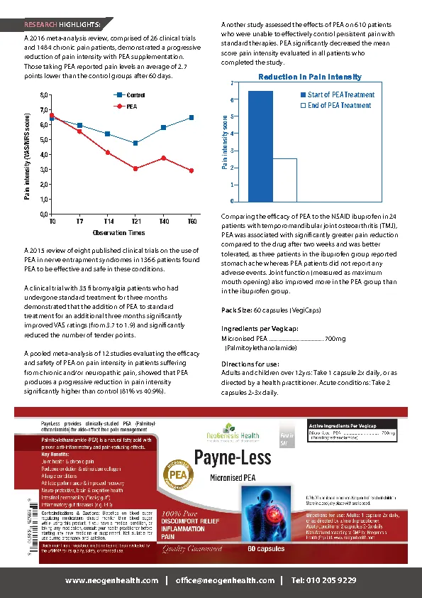 Payne-less - Patented micronised PEA (Palmitoylethanolamide) 60s | Neogenesis Health