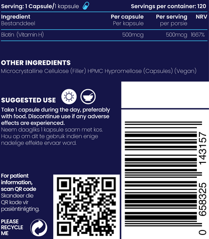 Biotin (Vitamin B7) 120s | Genologix