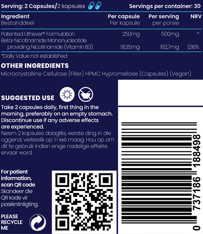 NMN (Nicotinamide Mononucleotide) 500mg 60s | Genologix