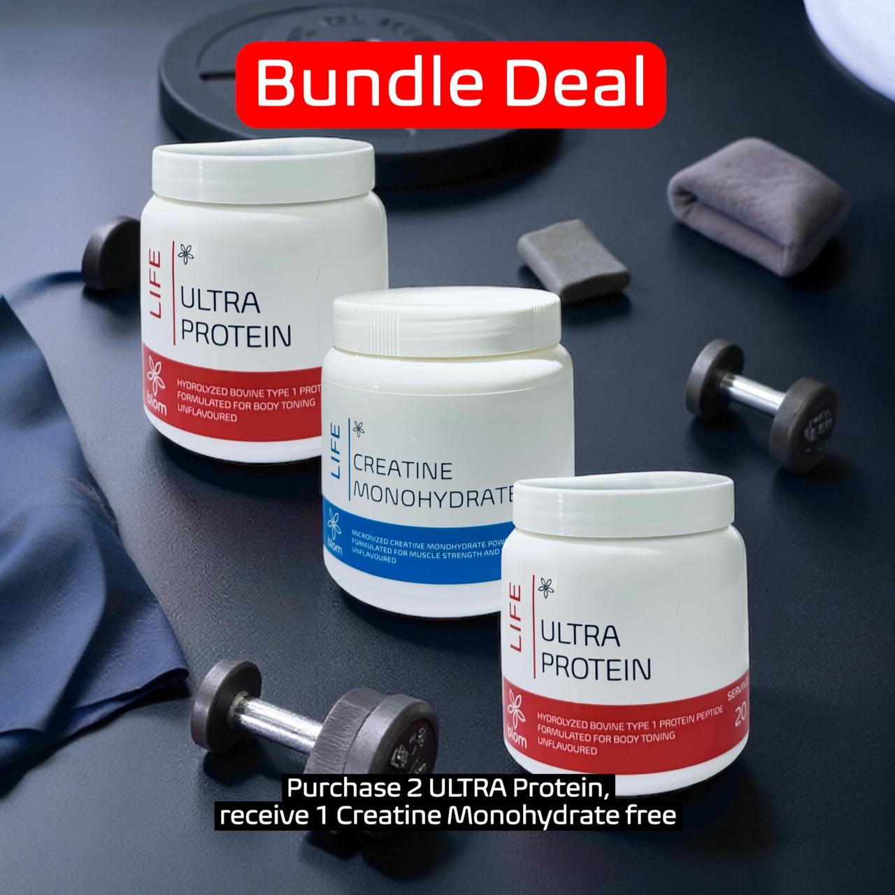 2 LIFE ULTRA Protein + 1 Free LIFE Creatine Monohydrate Bundle | blom