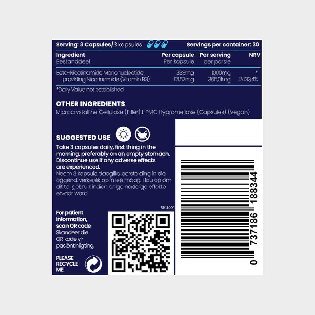 NMN (Nicotinamide Mononucleotide) 1000mg 90s | Genologix