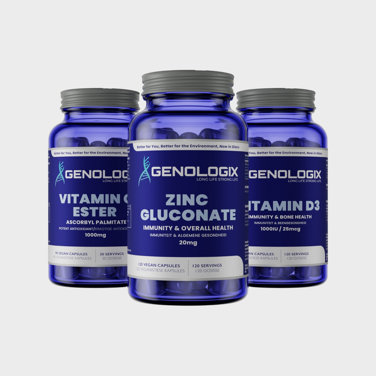 Immunity Bundle (Vitamin C Ester, Zinc Gluconate, Vitamin D3) | Genologix