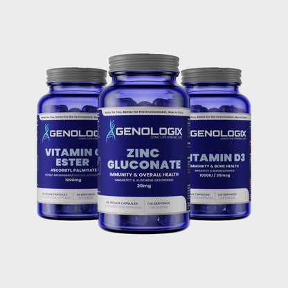 Immunity Bundle (Vitamin C Ester, Zinc Gluconate, Vitamin D3) | Genologix