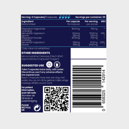Magnesium Biglycinate + Magnesium Taurate  | BodyMag 120s | Genologix